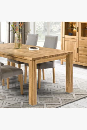 Masszív tömör tölgyfa étkezőasztal parkettás mintával, rusztikus